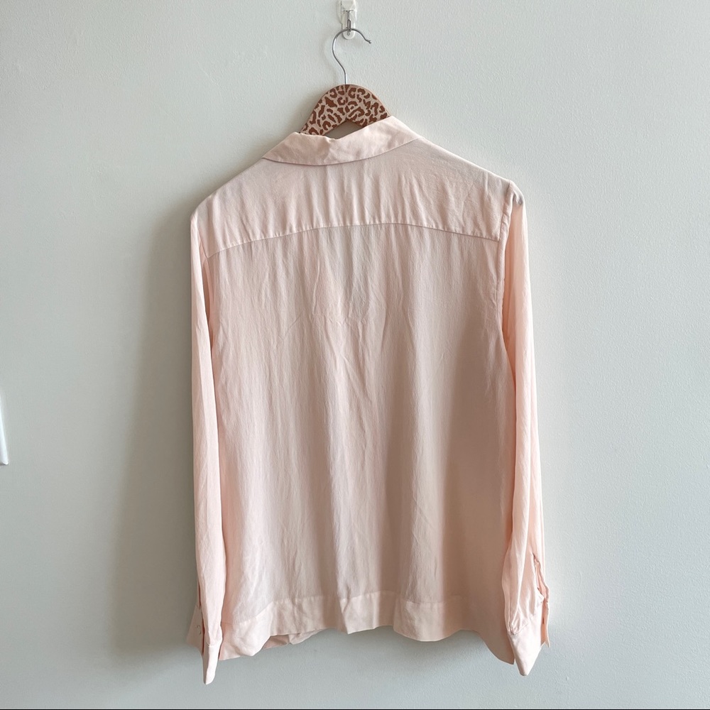 Everlane Blush Piped Silk Notch Button Down Blouse - Picture 5 of 8